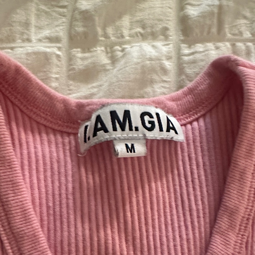 I.AM.GIA Pink Ribbed Tank Top - Picture 2 of 3